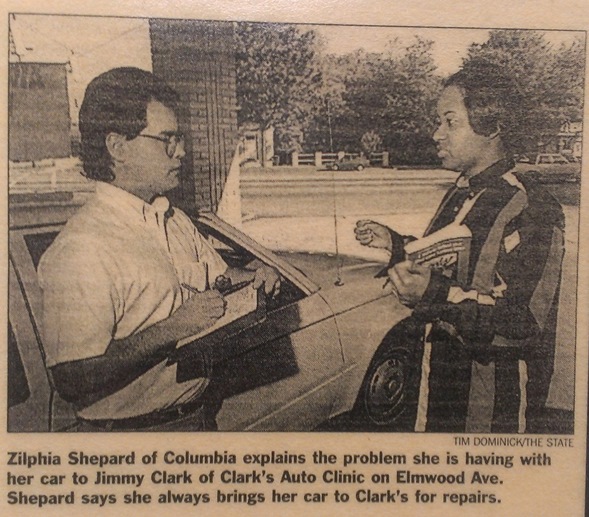 Jimmy Clark and Zilphia Shepherd at Clarks Auto Clinic