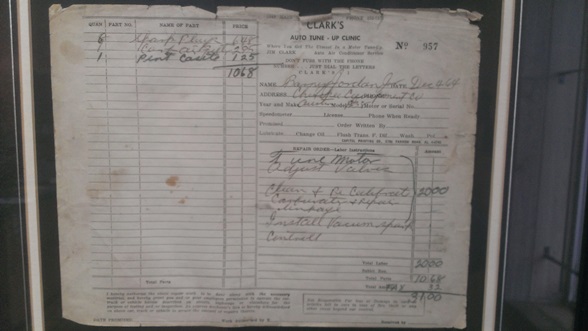 1964 receipt of services of Clarks Auto Clinic
